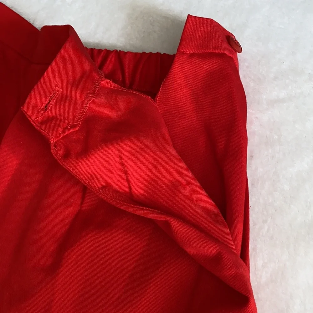 {VTG} The Frog Pond | 80s Embroidered Flags High Waisted Pleated Capri Pants Red - Picture 10 of 16
